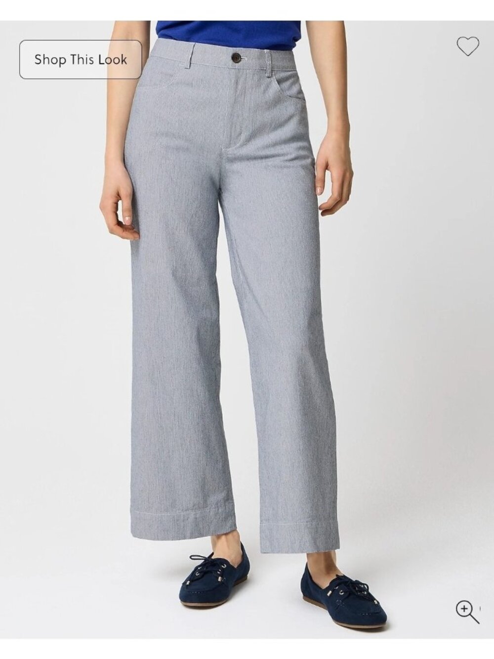 J.Crew Ella Wide Leg Pants Womens 27 Tall High Rise Crop Navy White Stripe CG505